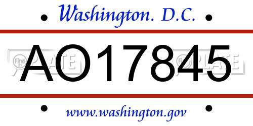 AO17845 District Of Columbia License Plate