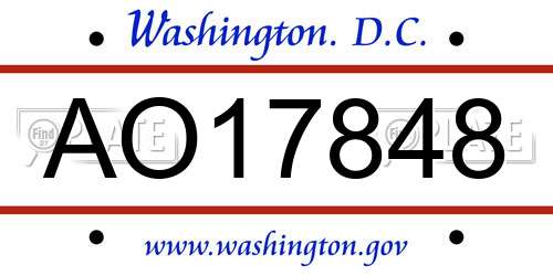 AO17848 District Of Columbia License Plate