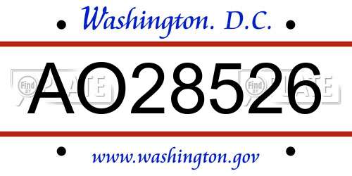 AO28526 District Of Columbia License Plate