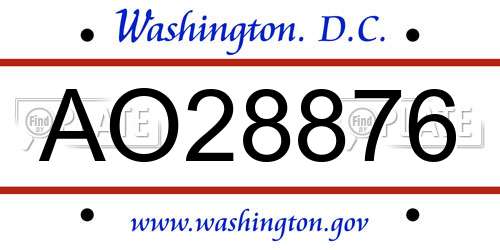 AO28876 District Of Columbia License Plate