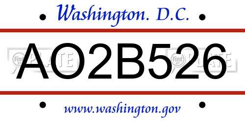 AO2B526 District Of Columbia License Plate