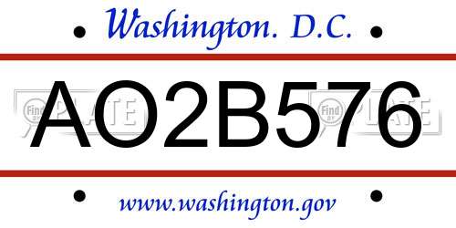 AO2B576 District Of Columbia License Plate