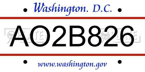 AO2B826 District Of Columbia License Plate