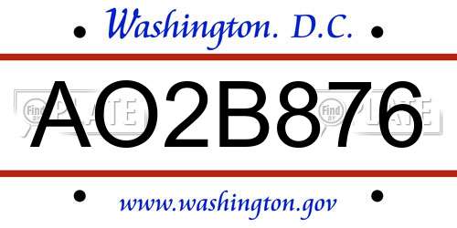 AO2B876 District Of Columbia License Plate
