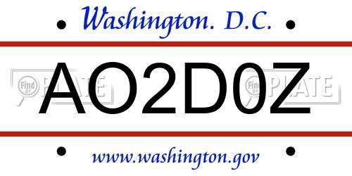 AO2D0Z District Of Columbia License Plate