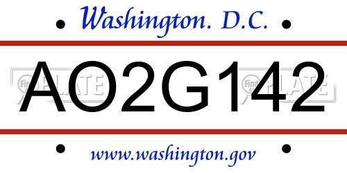 AO2G142 District Of Columbia License Plate