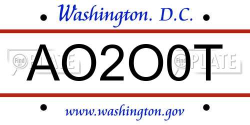 AO2O0T District Of Columbia License Plate