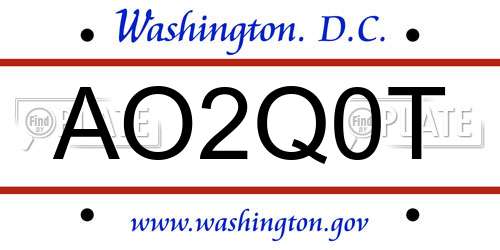 AO2Q0T District Of Columbia License Plate