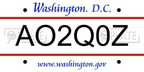 AO2Q0Z District Of Columbia License Plate