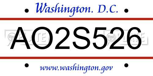 AO2S526 District Of Columbia License Plate