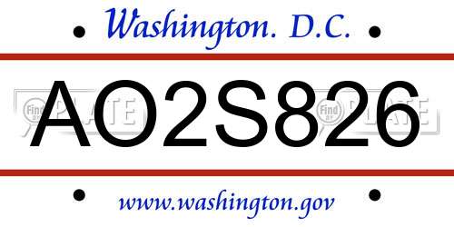 AO2S826 District Of Columbia License Plate