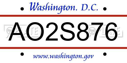 AO2S876 District Of Columbia License Plate