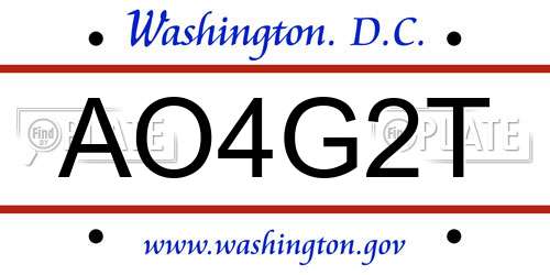 AO4G2T District Of Columbia License Plate