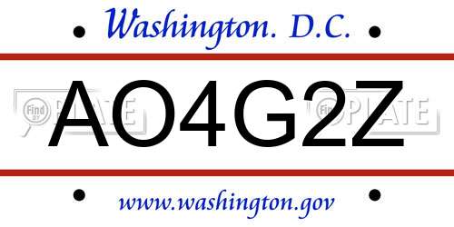 AO4G2Z District Of Columbia License Plate
