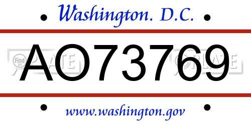 AO73769 District Of Columbia License Plate