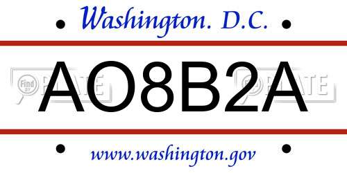 AO8B2A District Of Columbia License Plate