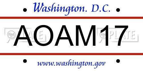 AOAM17 District Of Columbia License Plate