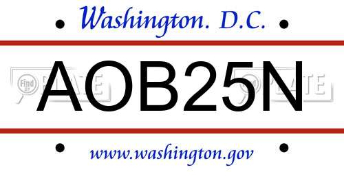 AOB25N District Of Columbia License Plate