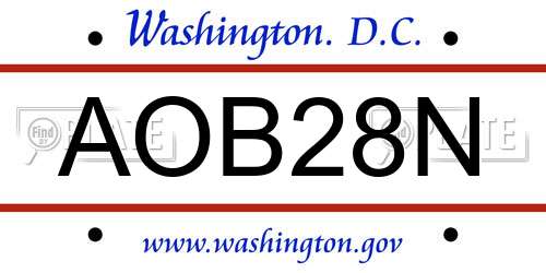AOB28N District Of Columbia License Plate
