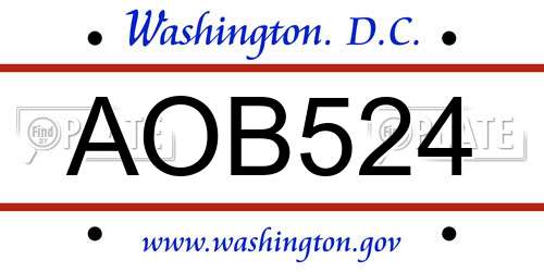 AOB524 District Of Columbia License Plate