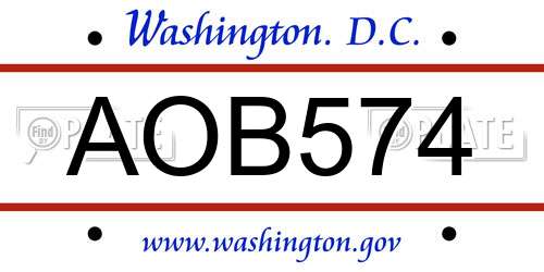 AOB574 District Of Columbia License Plate