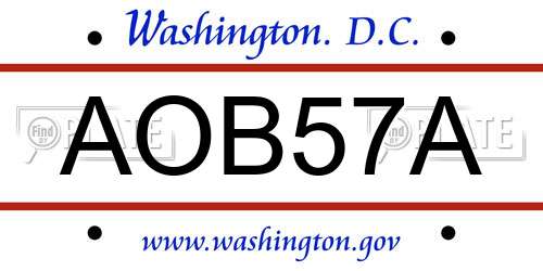 AOB57A District Of Columbia License Plate