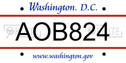 AOB824 District Of Columbia License Plate