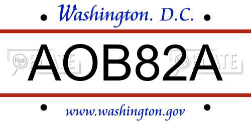 AOB82A District Of Columbia License Plate