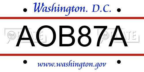 AOB87A District Of Columbia License Plate