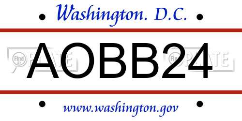 AOBB24 District Of Columbia License Plate