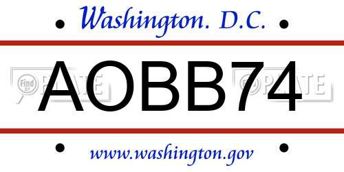 AOBB74 District Of Columbia License Plate