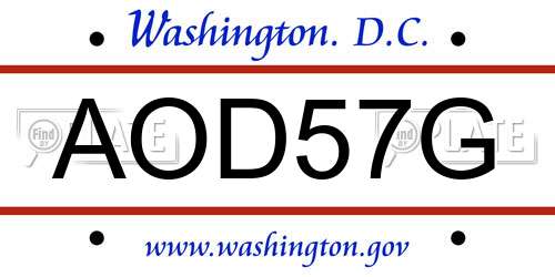 AOD57G District Of Columbia License Plate