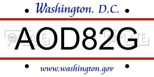 AOD82G District Of Columbia License Plate