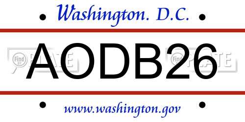 AODB26 District Of Columbia License Plate
