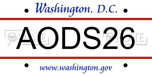 AODS26 District Of Columbia License Plate