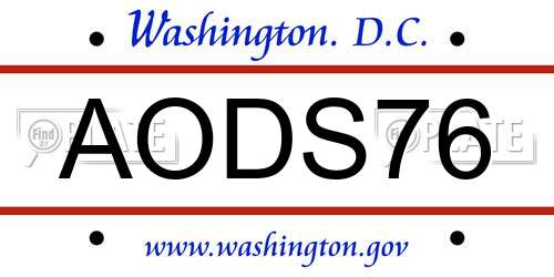 AODS76 District Of Columbia License Plate