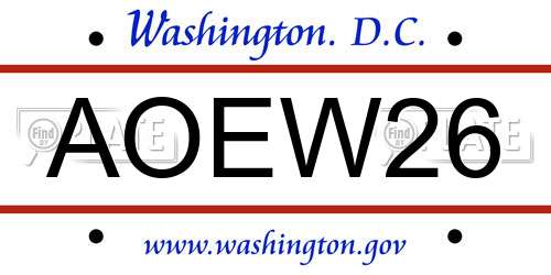 AOEW26 District Of Columbia License Plate