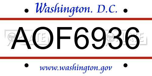 AOF6936 District Of Columbia License Plate