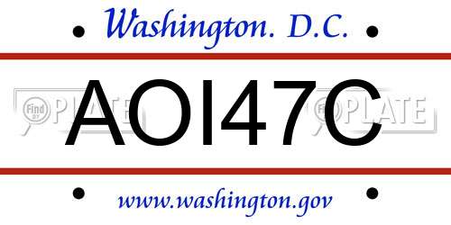 AOI47C District Of Columbia License Plate
