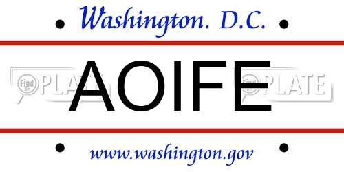 AOIFE District Of Columbia License Plate