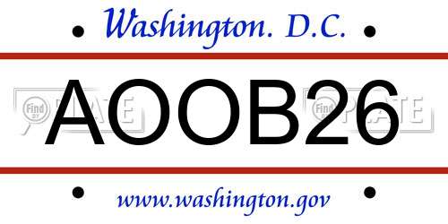 AOOB26 District Of Columbia License Plate