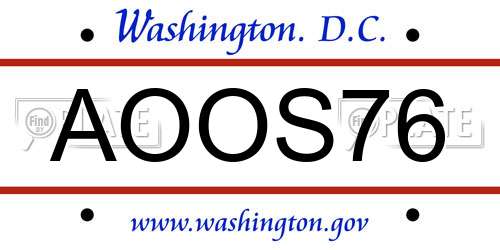 AOOS76 District Of Columbia License Plate