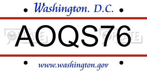 AOQS76 District Of Columbia License Plate