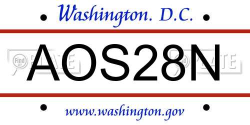 AOS28N District Of Columbia License Plate