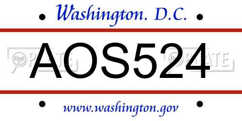 AOS524 District Of Columbia License Plate