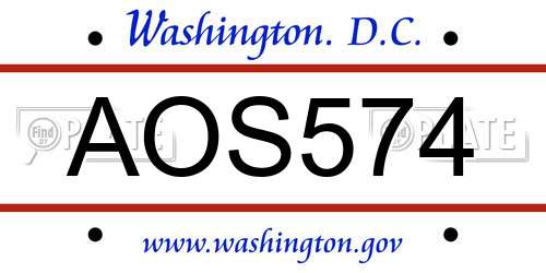 AOS574 District Of Columbia License Plate