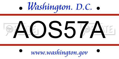 AOS57A District Of Columbia License Plate