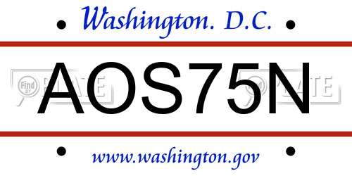 AOS75N District Of Columbia License Plate