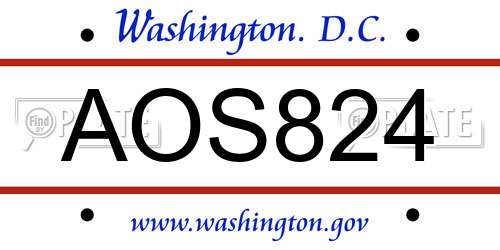 AOS824 District Of Columbia License Plate