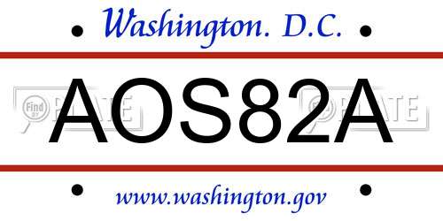 AOS82A District Of Columbia License Plate